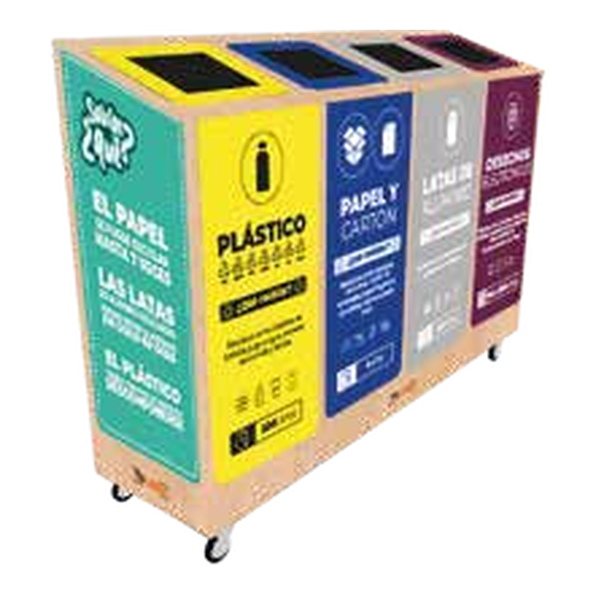 Estación de reciclaje Tipo B, 4 compartimientos